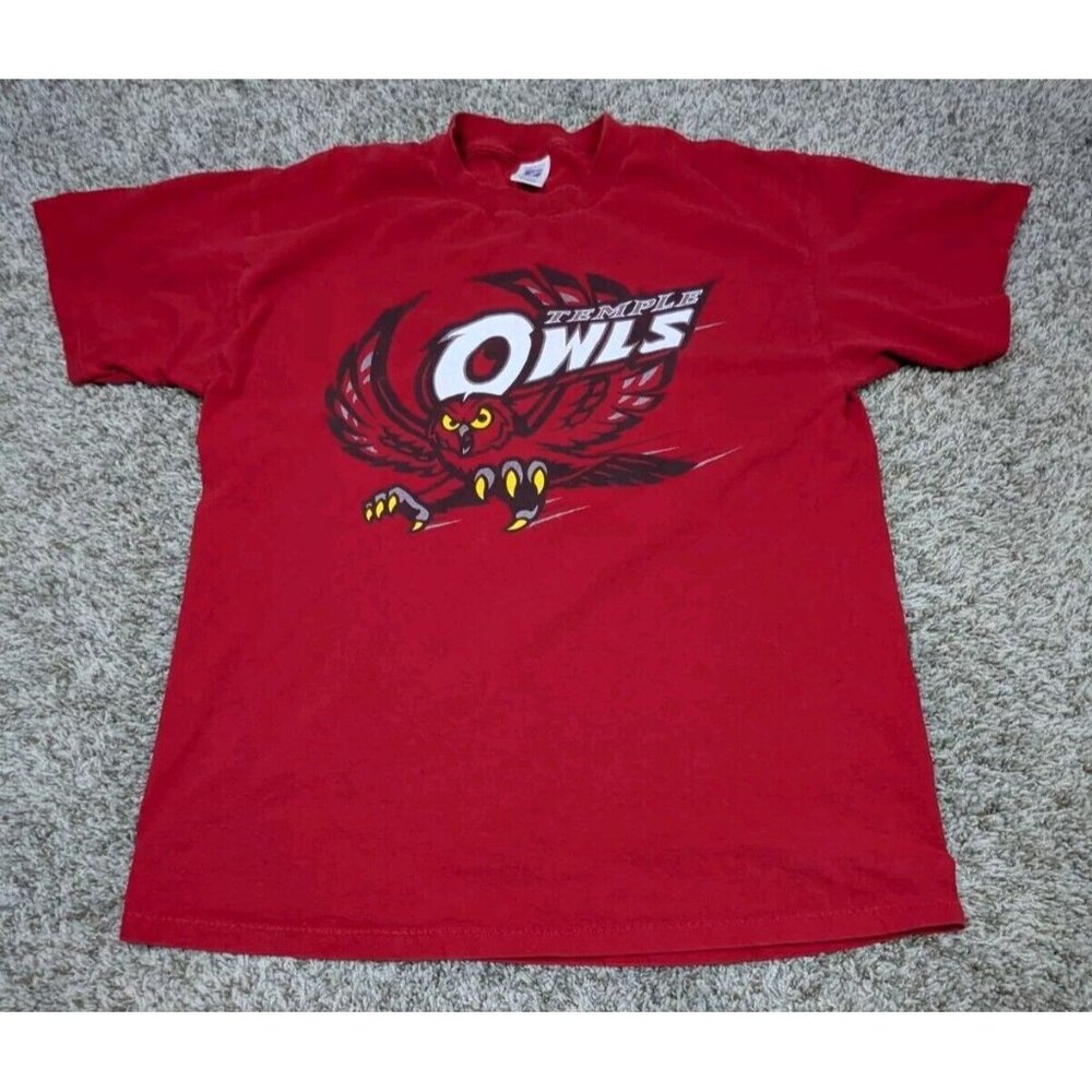 Vintage Logo 7 Temple Owls T-Shirt Mens XL Basketball Y2K Logo7 Tee Shirt